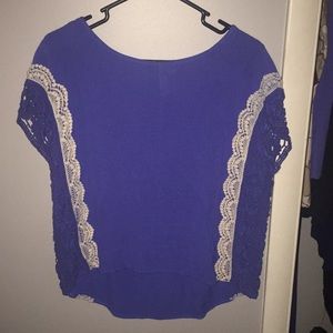 Alya blue and white lace top